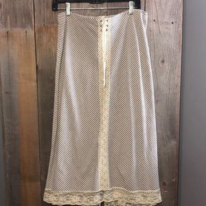 CLIO Cotton Size 8 Striped Lace Cotton Skirt